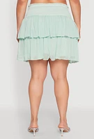 Womens Plus Size Spoon Jeans Chiffon Tiered Skirt, Green, Size 3X