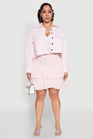 Womens Plus Size Spoon Jeans Chiffon Tiered Skirt, Pink, Size 3X