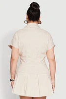 Womens Plus Pinstripe Hyperstretch Crop Top, Beige,