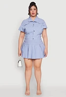 Womens Plus Size Pinstripe Hyperstretch Crop Top, Blue, Size 2X