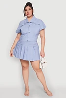 Womens Plus Size Pinstripe Hyperstretch Crop Top, Blue, Size 2X