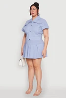 Womens Plus Size Pinstripe Hyperstretch Crop Top, Blue, Size 2X