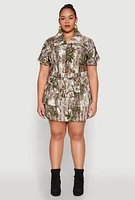 Womens Plus Size Hunter Camo Print Cargo Skirt, Multi, Size 2X