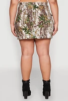 Womens Plus Size Hunter Camo Print Cargo Skirt, Multi, Size 2X