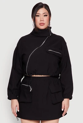 Womens Plus Hyperstretch Asymmetrical Zip Front Jacket,