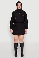 Womens Plus Hyperstretch Asymmetrical Zip Front Jacket,