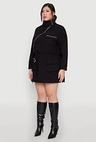 Womens Plus Hyperstretch Asymmetrical Zip Front Jacket,