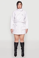 Womens Plus Size Hyperstretch Asymmetrical Zip Front Jacket, White, Size 2X