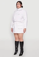 Womens Plus Size Hyperstretch Asymmetrical Zip Front Jacket, White, Size 2X