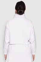 Womens Plus Size Hyperstretch Asymmetrical Zip Front Jacket, White, Size 2X