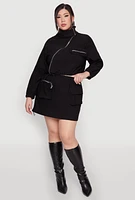 Womens Plus Size Hyperstretch Cargo Pocket Mini Skirt, Black, Size 2X
