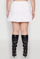 Womens Plus Hyperstretch Cargo Pocket Mini Skirt, White,