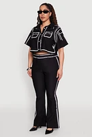 Womens Plus Size 2D Optical Illusion Cropped Shirt, Black, Size 1X