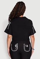 Womens Plus Size 2D Optical Illusion Cropped Shirt, Black, Size 1X
