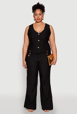 Womens Plus Flared Pull On Dress Pants,