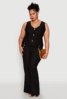 Womens Plus Flared Pull On Dress Pants,