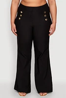 Womens Plus Flared Pull On Dress Pants,