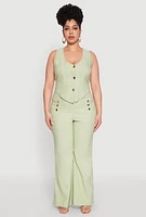 Womens Plus Size Flared Pull On Dress Pants, Green, Size 3X
