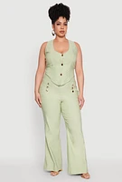 Womens Plus Size Flared Pull On Dress Pants, Green, Size 3X