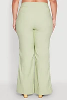 Womens Plus Size Flared Pull On Dress Pants, Green, Size 3X