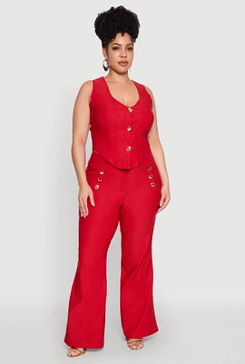 Womens Plus Size Flared Pull On Dress Pants, Red, Size 2X