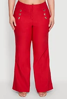 Womens Plus Size Flared Pull On Dress Pants, Red, Size 2X