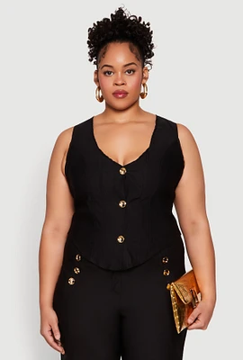 Womens Plus Cropped Corset Detail Vest,