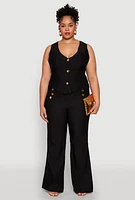 Womens Plus Cropped Corset Detail Vest, 1X
