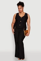 Womens Plus Cropped Corset Detail Vest, 1X