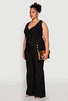 Womens Plus Cropped Corset Detail Vest, 1X