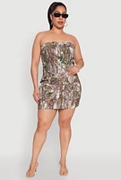 Womens Plus Hunter Camo Print Crop Corset Top,