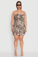 Womens Plus Hunter Camo Print Crop Corset Top,
