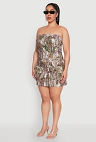 Womens Plus Hunter Camo Print Crop Corset Top,