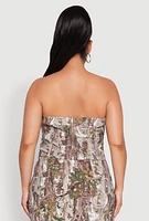 Womens Plus Hunter Camo Print Crop Corset Top,