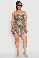Womens Plus Hunter Camo Mini Cargo Skirt, 2X