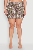 Womens Plus Hunter Camo Mini Cargo Skirt, 2X