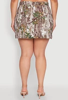 Womens Plus Size Hunter Camo Mini Cargo Skirt, Green, Size 2X