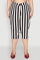 Womens Plus Size Striped Dress Capri Pants, Multi, Size 1X