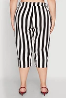 Womens Plus Size Striped Dress Capri Pants, Multi, Size 1X