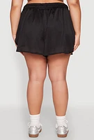 Womens Plus Rhinestone Studded Jersey Mesh Shorts,