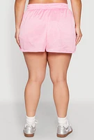 Womens Plus Size Rhinestone Studded Jersey Mesh Shorts, Pink, Size 1X