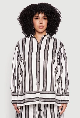 Womens Plus Spoon Jeans Button Front Shirt,