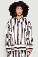 Womens Plus Spoon Jeans Button Front Shirt, Multi,