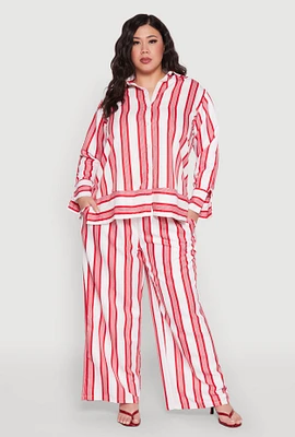 Womens Plus Size Spoon Jeans Drawstring Palazzo Pants, Red, Size 3X