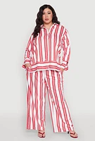 Womens Plus Size Spoon Jeans Drawstring Palazzo Pants, Red, Size 3X