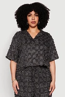 Womens Plus Spoon Jeans Plaid Frayed Shirt,