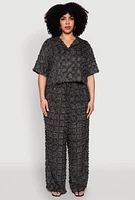 Womens Plus Spoon Jeans Plaid Frayed Shirt,