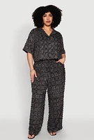 Womens Plus Spoon Jeans Plaid Frayed Shirt,