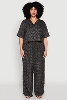 Womens Plus Spoon Jeans Plaid Frayed Wide Leg Pants, 3X