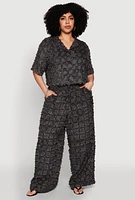 Womens Plus Spoon Jeans Plaid Frayed Wide Leg Pants, 3X